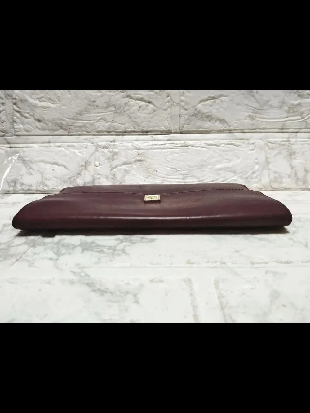 Dior Burgundy Leather Envelope wallet with Gold Logo Plaque